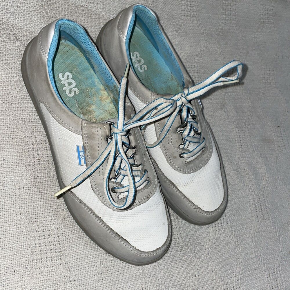 SAS Women’s Casual Sneakers Size 6.5 M Gray Beige Leather Athleisure Outdoors